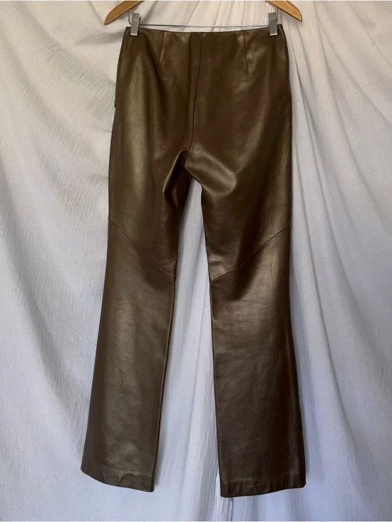 Ralph Ralph Lauren Brown and Gold Leather Pants Size 6 - Picture 4 of 8